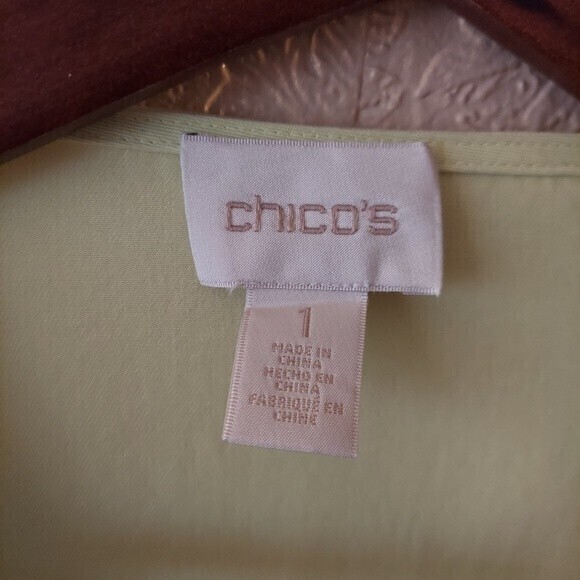 Chico’s Women’s Drape Front Jacket 3/4 Sleeve Zipper Yellow Green (1) Medium - Picture 7 of 7